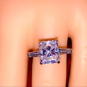 4 CARAT EMERALD CUT CUBIC ZIRCONIA RING
